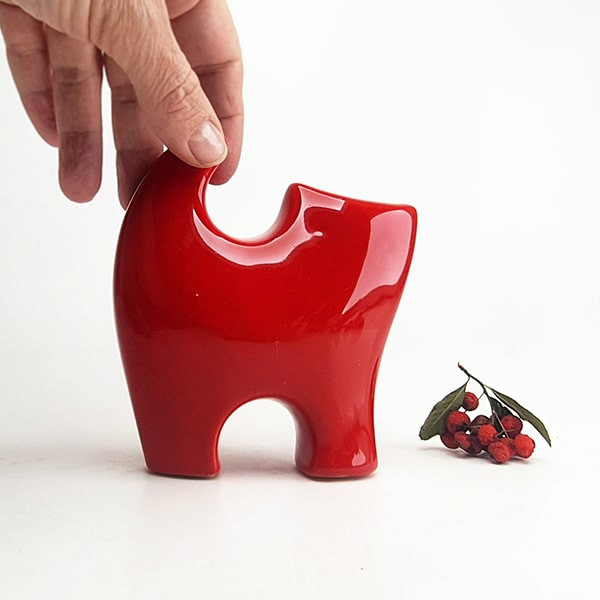 Macska | kerámiafigura | piros | M