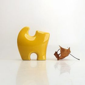 Macska | kerámiafigura | sárga | S
